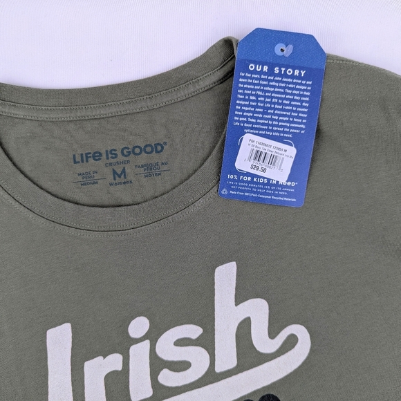 Life Is Good Ballyard Irish Clover Crusher Tee Crew Neck Short Sleeve Moss M NWT - Picture 2 of 10